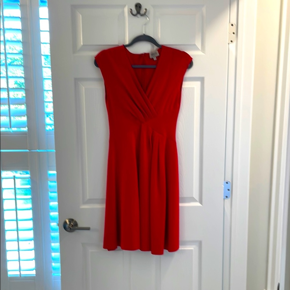 Classic Armani bright red dress, perfect for holidays.